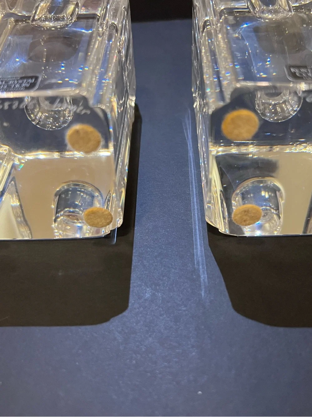 Kosta Boda Crystal Pillar Pair Candle Holders by Anna Ehrner